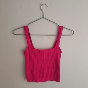Hot Pink Ribbed Tank Top from Garage